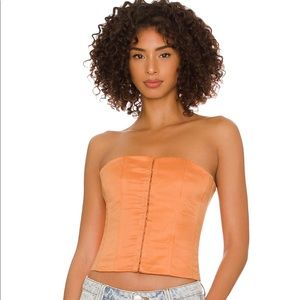 danielle guizio satin corset in sunset